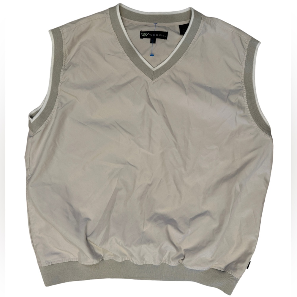 Vintage Wedge Beige Nylon Golf Vest With Pockets